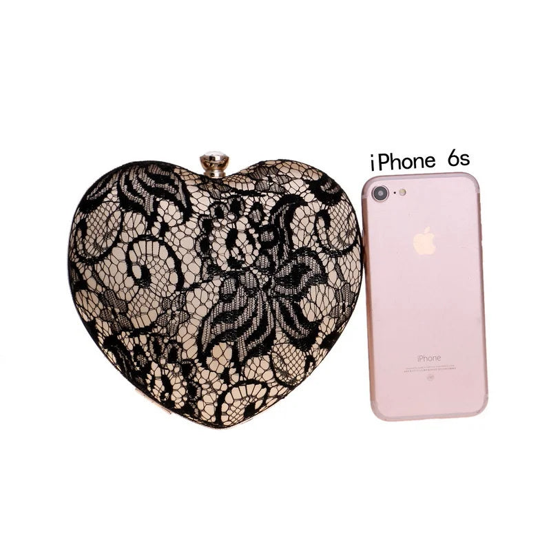 Black Lace Elegant Three-dimensional Heart Shape purse