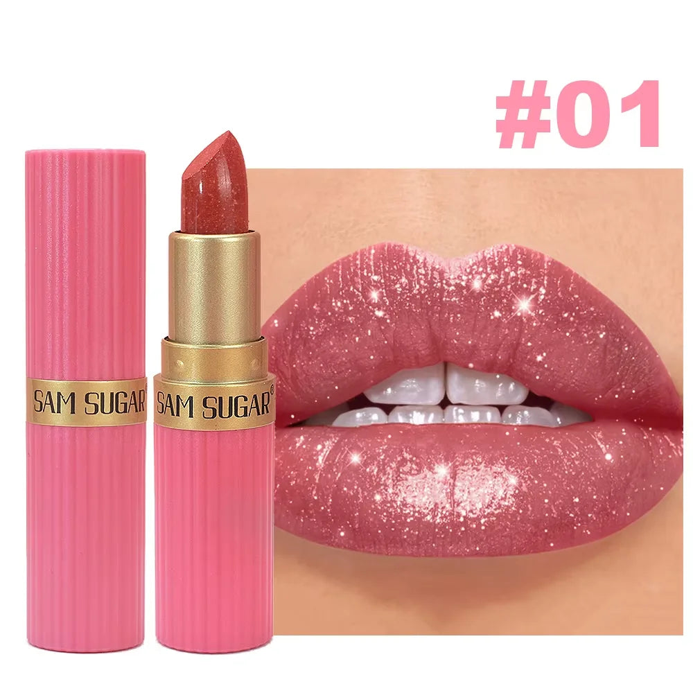 Waterproof Pearlescent Pink Glitter Velvet Lipstick
