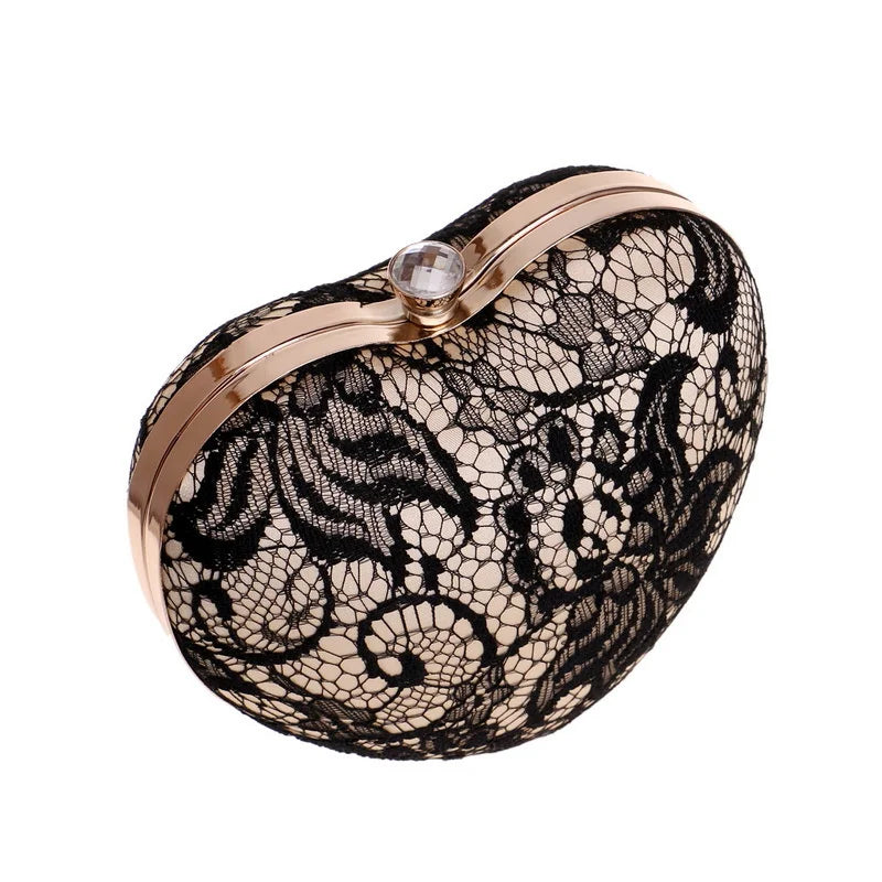 Black Lace Elegant Three-dimensional Heart Shape purse