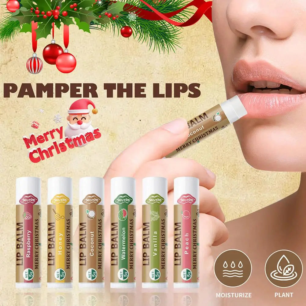 6Pc Set Christmas Hydrating Base Lip Balm Set