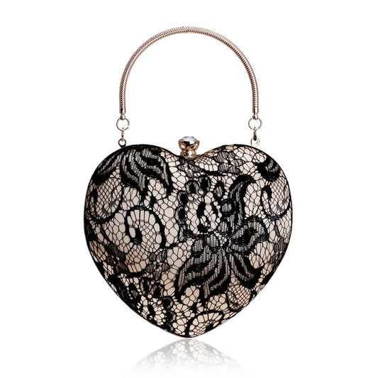 Black Lace Elegant Three-dimensional Heart Shape purse