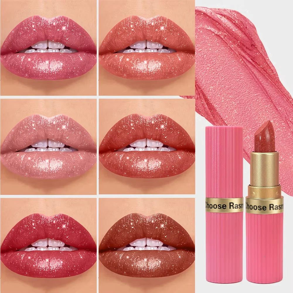 Waterproof Pearlescent Pink Glitter Velvet Lipstick