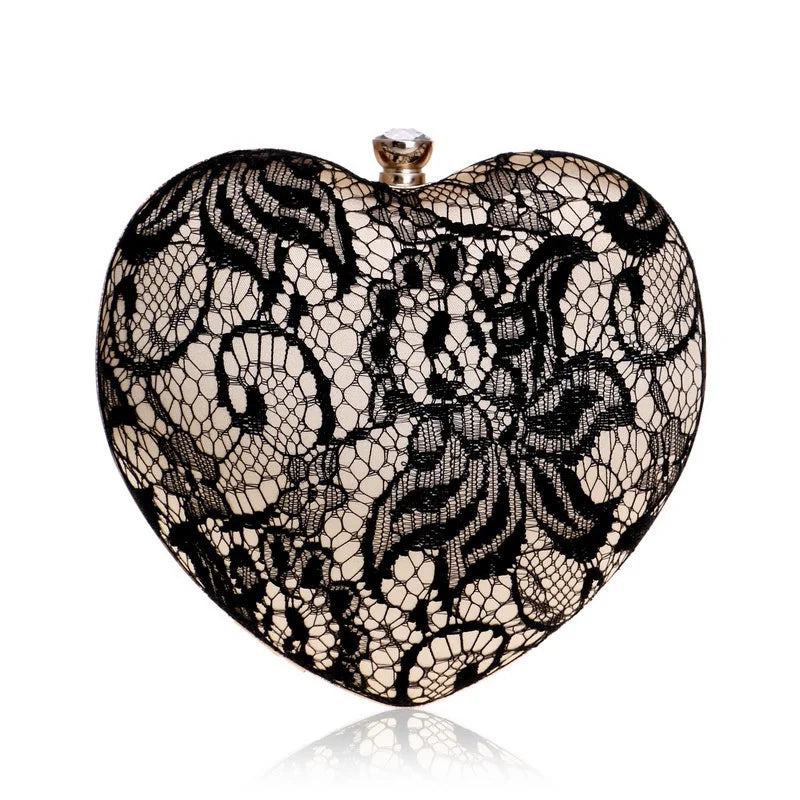 Black Lace Elegant Three-dimensional Heart Shape purse