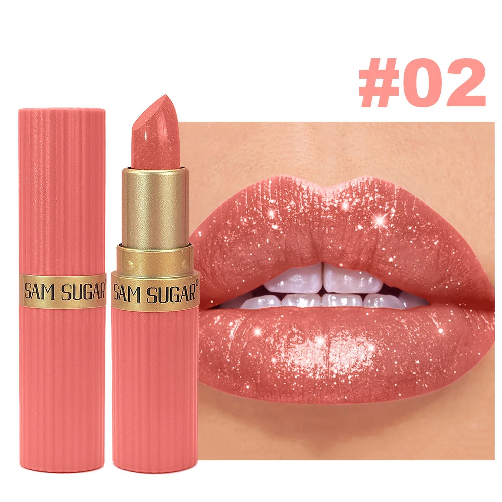 Waterproof Pearlescent Pink Glitter Velvet Lipstick