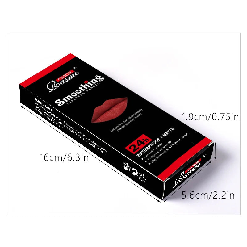12 Color Nude Matte Lipstick Pencil Long-lasting Waterproof Lip Pencil High Pigmented Lip Liner Lip Makeup Tool