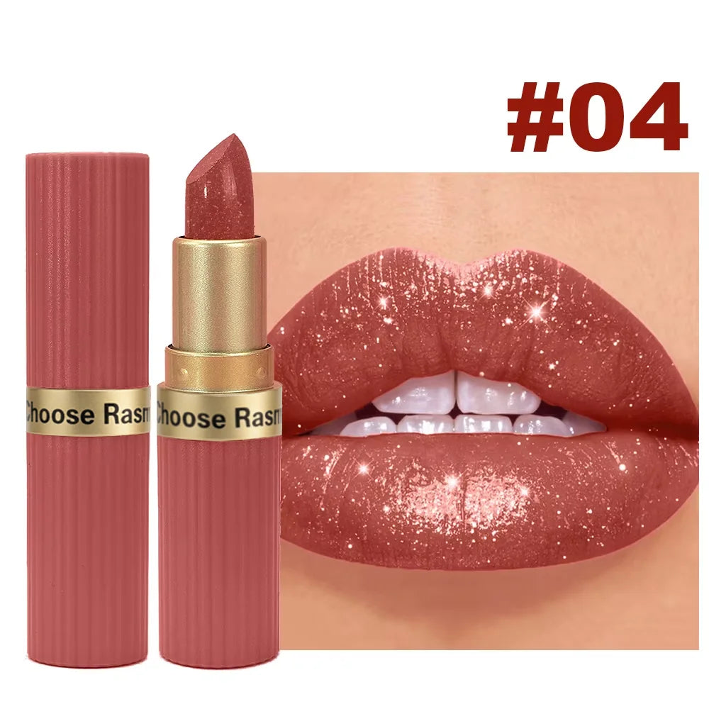 Waterproof Pearlescent Pink Glitter Velvet Lipstick