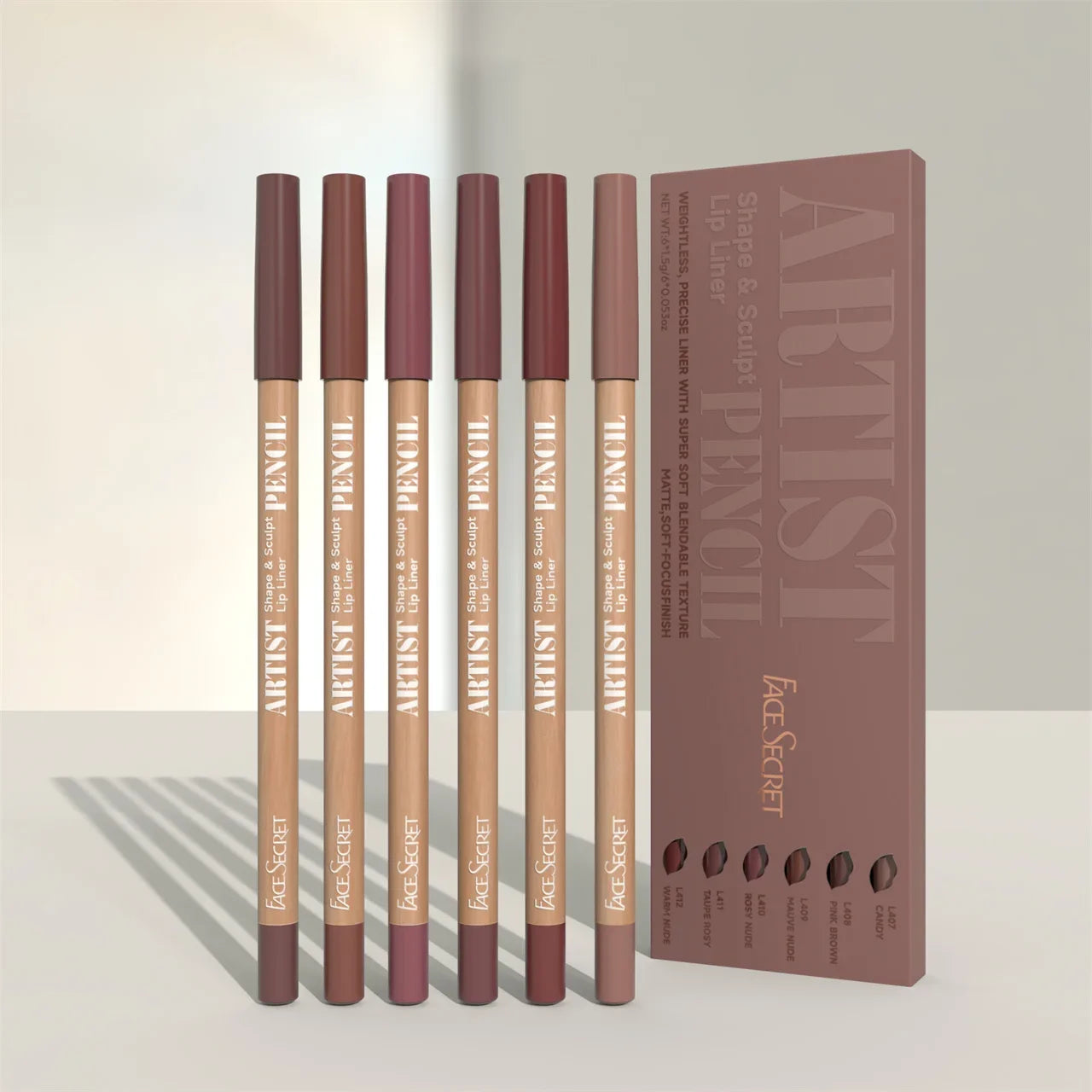 6pcs/6 Colors Waterproof And Sweat-proof Non-stick Nude Lipstick Pencil SET