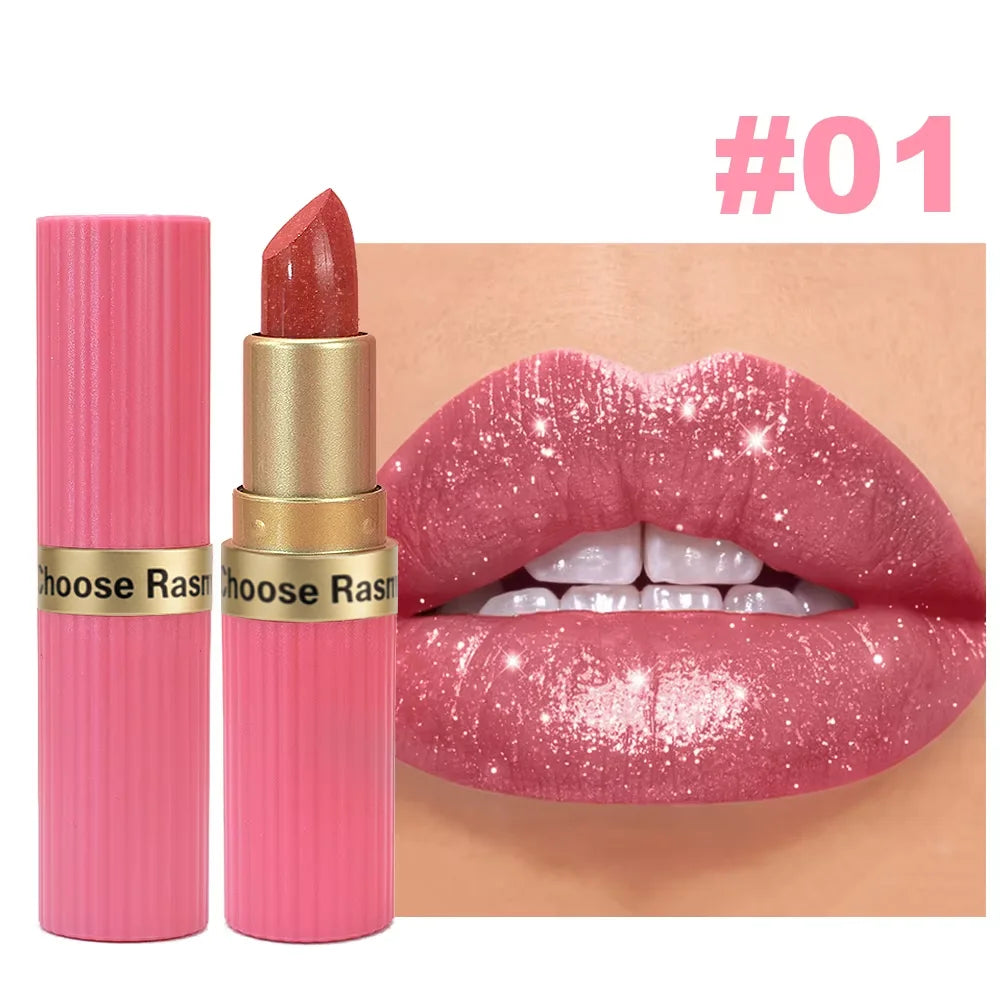 Waterproof Pearlescent Pink Glitter Velvet Lipstick