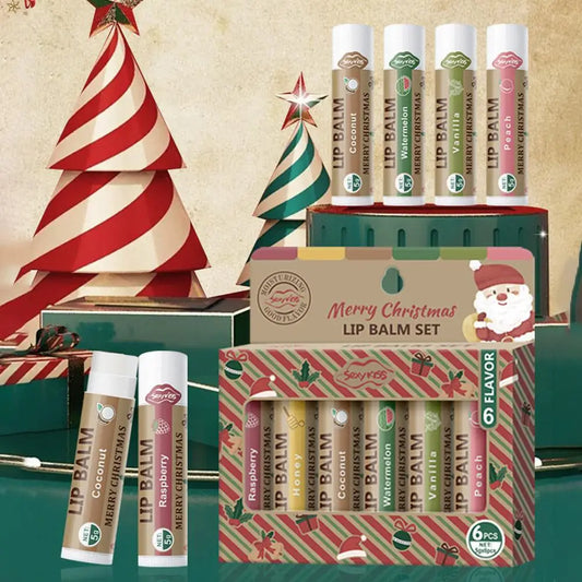 6Pc Set Christmas Hydrating Base Lip Balm Set