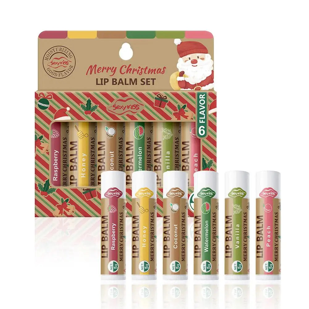 6Pc Set Christmas Hydrating Base Lip Balm Set