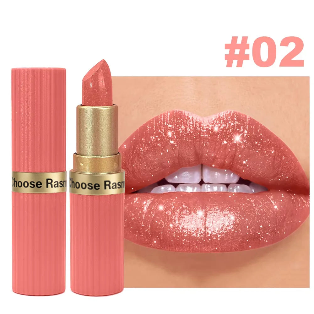 Waterproof Pearlescent Pink Glitter Velvet Lipstick